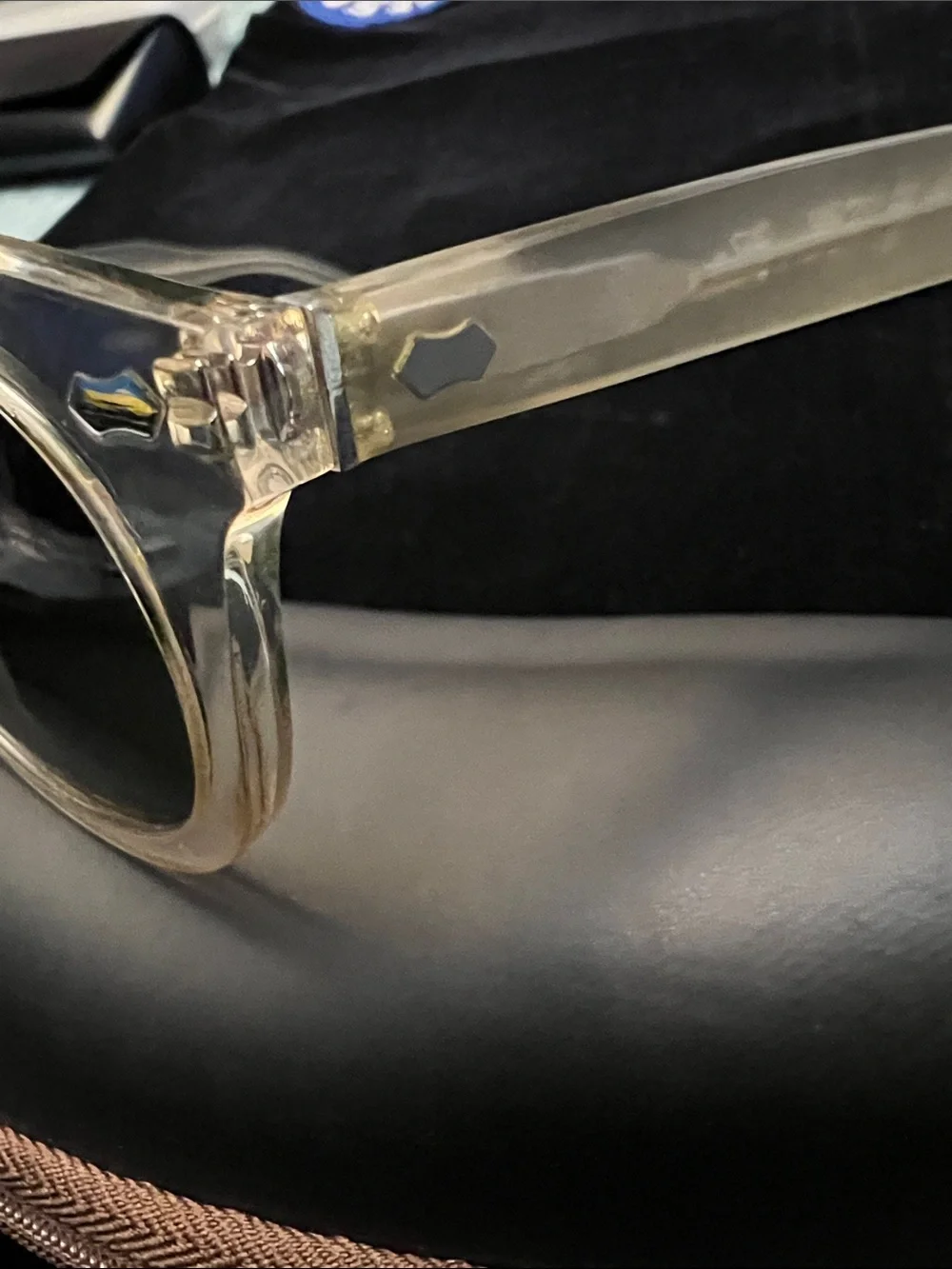 PANACHE PAUL Clear Frame Round Sunglasses with Dark Lenses - Men Accessories